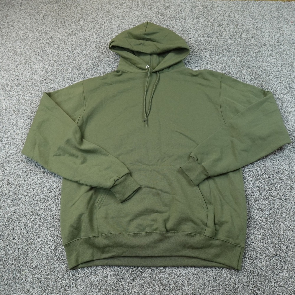 NEW Champion Hoodie Mens L Green Fleece Pullover Sweatshirt Sweater Logo Blank